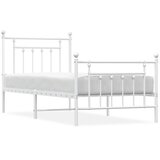 Metalni okvir kreveta uzglavlje i podnožje bijeli 90 x 200 cm | shoptok.hr