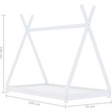 vidaXL Okvir za dječji krevet od masivne borovine bijeli 70 x 140 cm | shoptok.hr