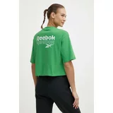Reebok Bombažna kratka majica ženska, zelena barva, 100075957