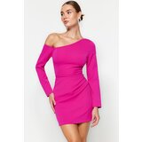 Trendyol Fuchsia Fitted Evening Dress with Draping Cijene
