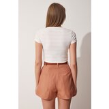  Women's White U Neck Openwork Crop Knitted Blouse | Eponuda.ba