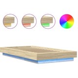 vidaXL Posteljni okvir z LED lučkami sonoma hrast 75x190 cm inž. les | Shoptok.si