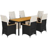 vidaXL Vrtna bistro garnitura 7-delna z blazinami črn poli ratan, (21274654) | Shoptok.si