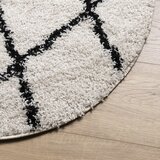  Čupavi tepih PAMPLONA visoka vlakna moderni krem-crni Ø 100 cm | shoptok.hr