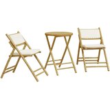  3-dijelni sklopivi bistro set s krem bijelim jastucima bambus | Eponuda.com