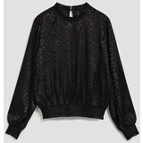 Marisse Black Puff Sleeve Animal Print Shirt | Shoptok.si