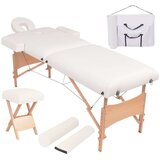 vidaXL 2-conska zložljiva masažna miza in stolček debelina 10 cm bela | Shoptok.si