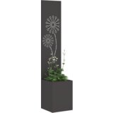 vidaXL Vrtno korito z dekorativno ploščo Črna 32 x 140 cm Mnogi jeklo | Shoptok.si