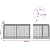  Gabion s žicom debljine 3,5 mm i mrežom 5x5 cm 750x100x100 cm | shoptok.hr