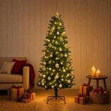  Umjetno božićno drvce s kuglicama 120 cm 150 LED lampica - 120 cm s LED-ima i zlatnim/bronzanim kuglicama Zelena | shoptok.hr
