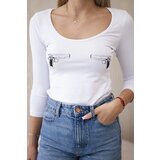 Kesi Body blouse with pistol print in white | shoptok.hr