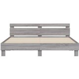  Okvir kreveta s uzglavljem LED siva boja hrasta 200x200 cm | shoptok.hr