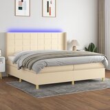 The Living Store Box spring postelja z vzmetnico LED krem 200x200 cm blago - Box Spring Postelja, (21437752) Cene