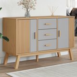 The Living Store Komoda OLDEN siva in rjava 114x43x73,5cm cm trdna borovina - Komoda, (21837476) | Shoptok.si