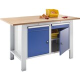 eurokraft basic Modulna delovna miza, širina plošče 1500 mm, 2 predala, 2 vrat, plošča multipleks | Shoptok.si