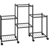  Stalak za cvijeće s kotačima 83x25x63,5 cm crni željezni | shoptok.hr