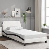 Maison Chic Posteljni okvir - Enojna postelja - Postelja za odrasle z vzglavjem bel in črn 100x200 cm umetno usnje-J9359, (21772906) | Shoptok.si