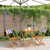  3-dijelni bistro set od tkanine i masivnog drva plava i bijela | Eponuda.com