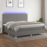  Box spring postelja z vzmetnico LED temno siva 200x200 cm blago, (20851630) Cene