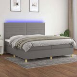  Krevet box spring s madracem LED tamnosivi 200x200 cm tkanina Cijene