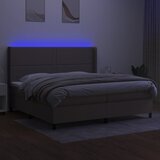  Krevet box spring s madracem LED smeđesivi 200x200 cm tkanina | shoptok.hr