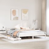 vidaXL Posteljni okvir brez vzmetnice bel 200x200 cm trdna borovina Cene