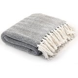 vidaXL pregrinjalo iz bombaža ribja kost 125x150 cm mornarsko modro cene