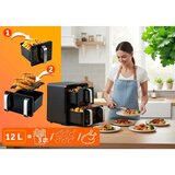 Berdsen BD-664 Air Fryer dvokomorna friteza na vroč zrak 12 L 2800 W – 8 programov, 2 košari, črna | Shoptok.si