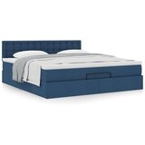 vidaXL Otomanski posteljni okvir z vzmetnico moder 180x200 cm blago | Shoptok.si