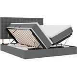 vidaXL Krevet s LED trakama s pohranom Tamno siva 180 x 200 cm tkanina - Tamno siva 180 x 200 cm Gumbi | shoptok.hr