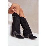 Boto FS1 Knee Boots With Rolled Shaft On Heel Black Iveliri | Eponuda.ba