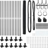 vidaXL šestkotna ograja siva 1.4x25 m jeklo, ograjni stebrički s podnožnimi ploščami 13 kos Ø32mm 78.5cm pocinkano jeklo | Shoptok.si