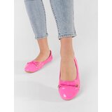 Shelvt Pink flat women's ballerinas with patent toe | shoptok.hr
