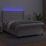 Krevet box spring s madracem LED bijeli 140x190 cm umjetna koža | Eponuda.ba