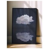 Wallxpert uramljena slika 115203, beli oblak i njegov odraz pod noćnim nebom, 50 x 70 cm, crni ram Cene
