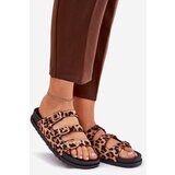 Boto Ladies Slippers With Straps And Buckles In Leopard Print Brown Uliri | shoptok.hr