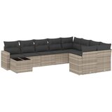 Maison Chic Seti vrtnega pohištva - Vrtna garnitura - Vrtni pohištvo set 10-delna z blazinami sv. siv poli ratan, (21815209) | Shoptok.si