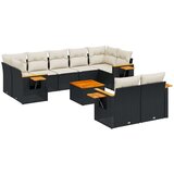  10-dijelni set vrtnih sofa s jastucima crni od poliratana | shoptok.hr
