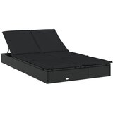 LEŽAJ Ležaj za sunčanje za 2 osobe crni 211 x 112 x 140 cm poliratan | shoptok.hr