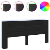 Maison Chic posteljno vzglavje - vzglavna omarica - nočna omarica led črna 220x16,5x103,5 cm, (21704030) Cene