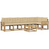 vidaXL Zunanja garnitura za sedenje z blazino 7 pcs Bela in bež, (5000280835) | Shoptok.si