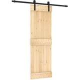  Klizna vrata Prirodna i crna 70 x 210 cm Čvrsta borovina | shoptok.hr