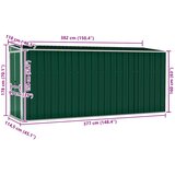  Zidno vrtno spremište zeleno 118x382x178 cm pocinčani čelik | shoptok.hr