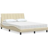 vidaXL Postelja z vzmetnico krem 120x200 cm blago | Shoptok.si