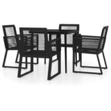  5-dijelni vrtni blagovaonski set crni Crna Dužina stola 80 cm | Shoptok.si