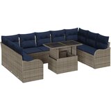 vidaXL Vrtna sedežna garnitura z blazino 10 pcs Siva Poly ratan, (5000022191) Cene