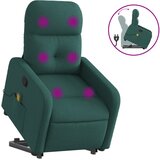 vidaXL Masažni naslanjač s funkcijo vstajanja temno zeleno blago, (20926735) | Shoptok.si