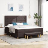 vidaXL Postelja z vzmetnico in klopjo Temno rjava 180x200 cm Tkanina, (22048865) | Shoptok.si