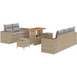  Set vrtnih sofa s jastučićima bež poli ratan akacija set vrtnih blagovaonica s jastučićima bež poli ratan akacija Cijene