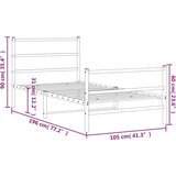 Metalni okvir kreveta s uzglavljem i podnožjem crni 100x190 cm | shoptok.hr
